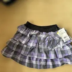 【未使用】組曲140cm グレー系チェック フリルスカート