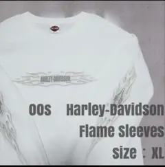 b*a様 00s ハーレーダビッドソン 両面プリント 袖フレイムス ロンT XL