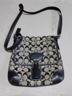 COACH コーチ ショルダーバッグ シグネチャー柄 キャンバス×レザー 中古