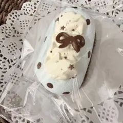 RubyShop スクイーズ ミントケーキ 水玉 リボン付 チョコミント 黏糊泥