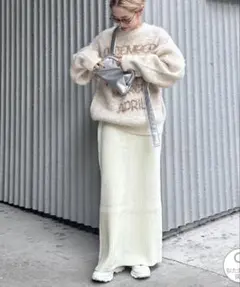 <PON企画>【-3kg見え】あったかリブニットスカート