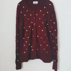 OLD NAVY オールドネイビー ドット刺繍カーディガン ボルドー S　希少