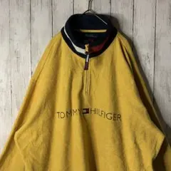 トミーヒルフィガー ハーフジップ スウェット フリース 刺繍 イエロー