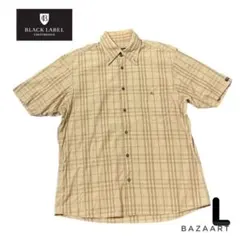 バーバリーブラックレーベル 半袖シャツ ノバチェック ホースロゴ 刺繍 3 L