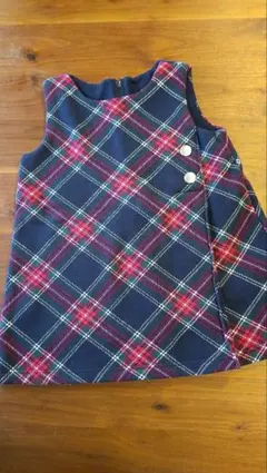 ベベ チェック柄 裏起毛 ジャンパースカート