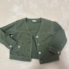 ブランシェス ノーカラー ジャケット ブルゾン カーキ 110