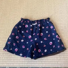 花柄ネイビー、茶　リバーシブル半ズボン 130〜140