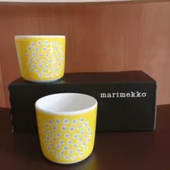 【廃盤】marimekko マリメッコ プケッティ ラテマグ2個  黄 蓋付き