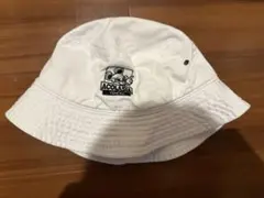ホワイト バケットハット コットン刺繍ロゴ