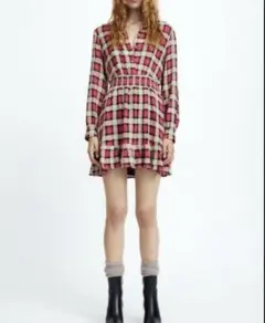 Lサイズ未使用★タグ付き★ZARA ピンクと黒のチェック柄