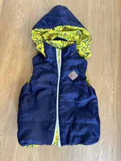 BABYDOLL フード付きダウンベスト ネイビー/イエロー