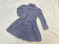 Polo Ralph Lauren 長袖ワンピース ネイビーストライプ 3T