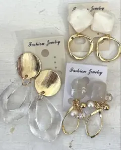 3点セット　639 ハンドメイド　樹脂　金属　ピアス　イヤリング　まとめ売り