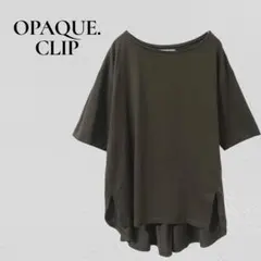 オペークドットクリップ　バックタック　Tシャツ　五分袖 ゆったり　ウエストマーク