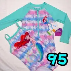 【新品】アリエル　プリンセス　ディズニー　水着　ラッシュガード　2点セット　95