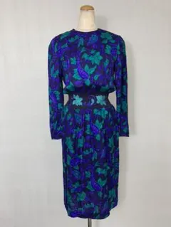 ●W379 used us 古着 レトロ フラワー 総柄 ロング ワンピース