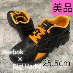 【美品】リーボック ジジ ハディッド 厚底 ランニング 黄 黒 25.5