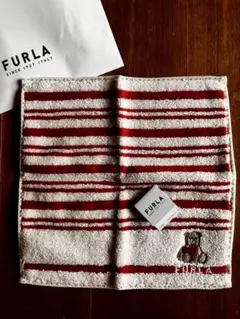 【新品・未使用】FURLA ミニタオルハンカチ•クマハートレッド
