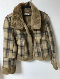 CHILLE ANAP チェック柄ムートンコート