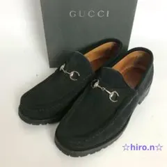 GUCCI グッチ ホースビットローファー ブラック スウェード レディース