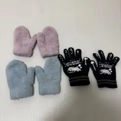 フリースミトンとデザイン手袋セット　3点セット