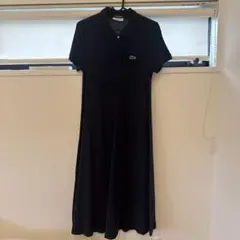 BEAMSBOY × LACOSTE 鹿の子 ポロフレアワンピース ネイビー