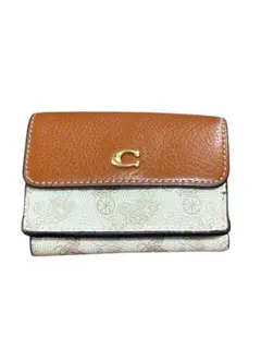 コーチエッセンシャルミニトライフォールドウォレットホースアンドキャリッジプリント
