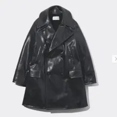 ☆人気コラボ！XL【GU×ビューティフルピープル】フェイクレザーコート　黒