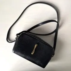 極美品✨トフ＆ロードストーン ショルダーバッグ リザード型押し 本革 真鍮 黒