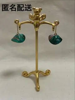 【未使用】ベネチアンガラス ピアス　クリア　グリーン　個性的　透明感