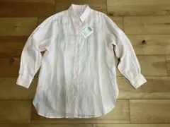 リネン100% 薄いピンク 長袖シャツのサムネイル