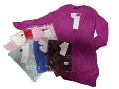 未使用KOBE LETTUCE ニットシルクタッチカーデVロング丈アイボリー