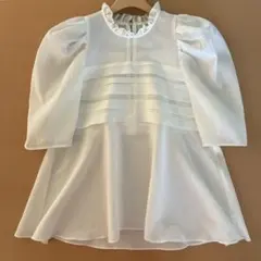 DESIGNWORKS 翁安芸コラボ オーガンジーフロントプリーツブラウスのサムネイル
