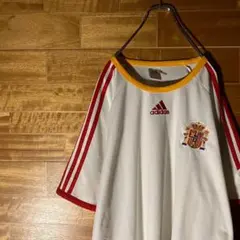 adidasオリンピックリオン リンガーTシャツ 白 グレー 刺繍