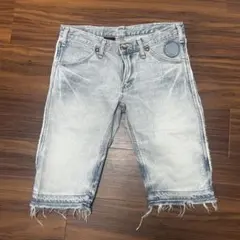 AKM × Wrangler デニム ハーフパンツ S 日本製 ダメージ加工のサムネイル