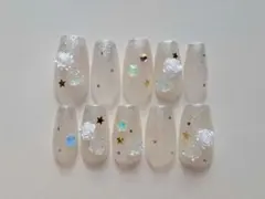 ウィッシュコア♡ネイルチップ ハンドメイド 現品 オーダー可 リボン