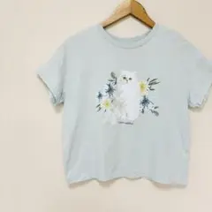 【ユニクロUT×ポール&ジョー】半袖プリントTシャツ　S　水色　ネコ　綿100%