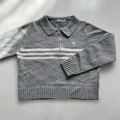 ナイスクラップ　グレー ポロ襟 ニットセーター Fサイズ