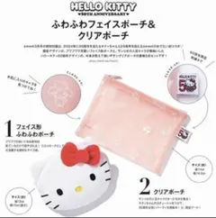スイート　3月号付録　ハローキティ　顔型ポーチ　クリアポーチ