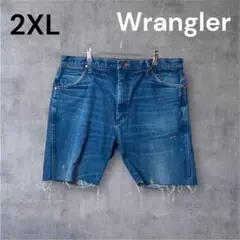 Wrangler ブルー 2XL ダメージ加工 ショート丈 デニム フェードのサムネイル