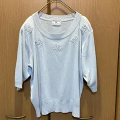 DASGENIE　イタリア製生地使用　刺繍＆ラインストーン付き　サマーニット