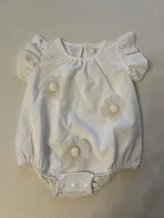 SHEIN フラワー装飾 ホワイトロンパース　9-12M 80cm程度