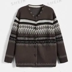 カーディガン ニット ブラウン 茶色 SHEIN 新品未使用 秋 冬 クリスマス