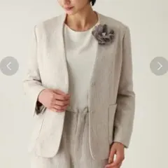 THE SHOP TK ミックスツイードノーカラージャケット