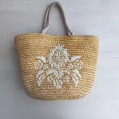 Francfranc かごバッグ 刺繍入り ナチュラルのサムネイル