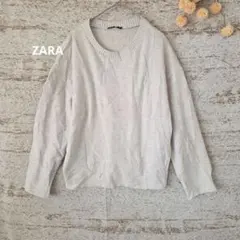 ZARA 薄手ニット アイボリー コットン混 【M】 長袖