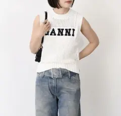 GANNI ガニー ニットベスト COTTON ROPE VEST ホワイト
