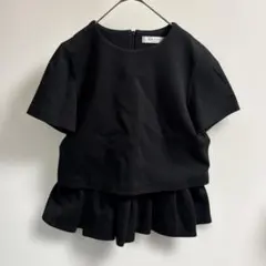 ADORE アドーア　フリルカットソー 38　ジャージ素材　ブラックのサムネイル