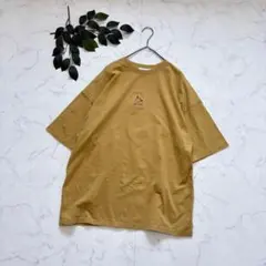 7843✾タイムリーワーニング✾Tシャツ【M】刺繍/半袖カットソー/イエローのサムネイル