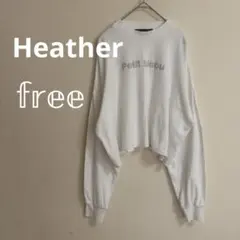 Heather ロゴプリント 長袖カットソー ホワイト フリーサイズ コットン